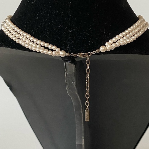 Napier Necklace 3 strands faux pearls 16”+3” - Picture 8 of 9